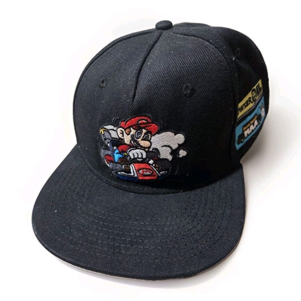 Super Mario Kart 8 Snapback Hat Nintendo Mario Racing Black Cap Adjustable